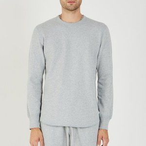 Reigning Champ Midweight Scalloped Crewneck Sweatshirt, Medium, Heather Grey